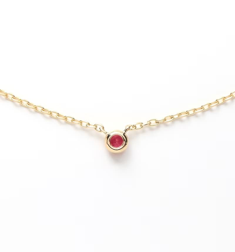 7月誕生石 K10 ルビーの一粒ネックレス ~Petela~ (K18 変更可能)