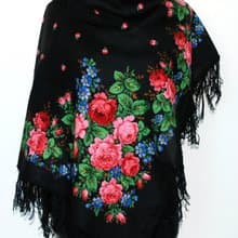 Authentic Pavlovo Posad Russian Shawl Scarf Soft 100% Wool 89x89 cm 1317-18