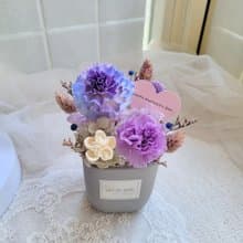 康乃馨小桌花。玻璃罩盅。擺飾。附包裝。母親節