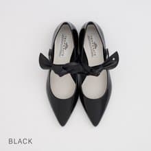 HELEN (BLACK) PVC POINTED TOE FLAT SHOES ポインテッドトゥ パンプス
