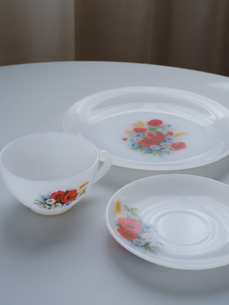 法國Arcopal Vintage套裝杯連茶碟/中古/咖啡杯/餐具/甜點碟