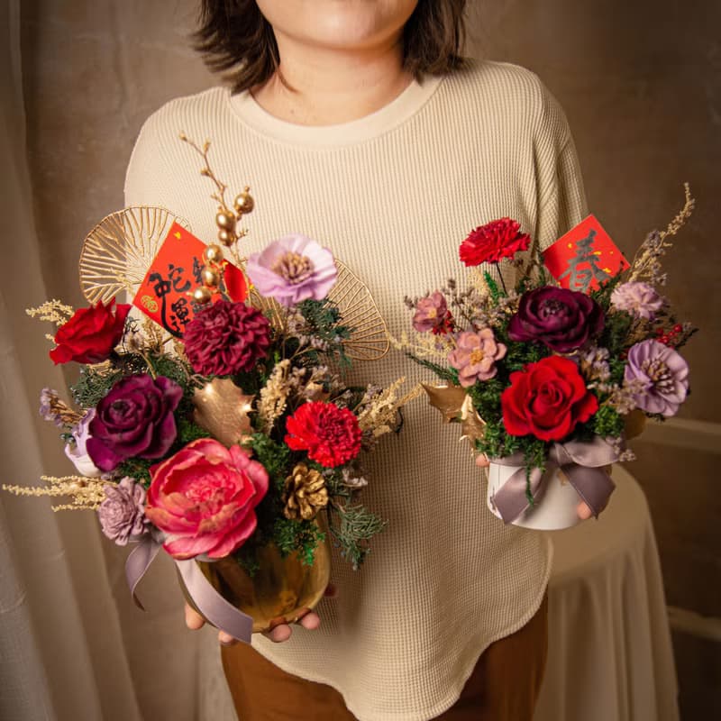 【2025蛇年】手寫春聯新春賀禮 乾燥花 永生花盆栽 新年盆花