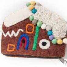 房子包 羊毛氈手機袋/羊毛氈收納袋/零錢包/悠遊卡套/羊毛氈錢包 聖誕禮物 情人節禮物 交換禮物 生日禮物-薑餅屋