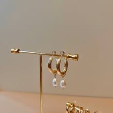 14K天然巴洛克淡水珍珠歐美風圈圈耳環 | 14K 生日 母親節禮物