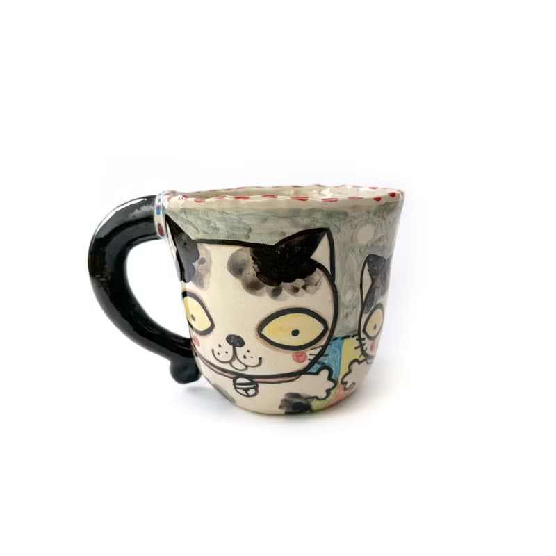 Nice Little Clay 手工大馬克杯 可愛貓 0103L-38