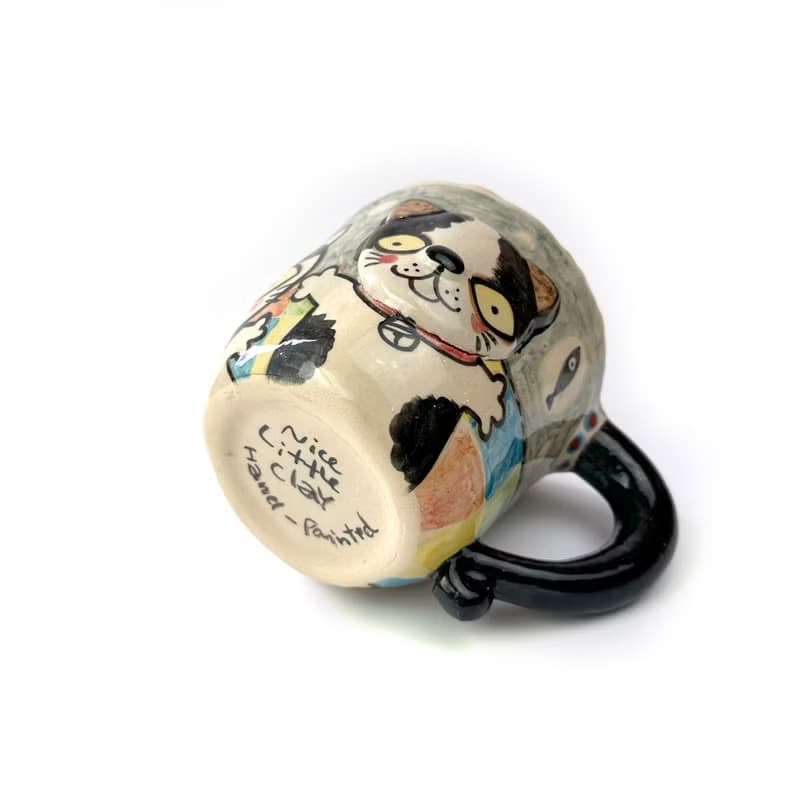 Nice Little Clay 手工大馬克杯 可愛貓 0103L-38