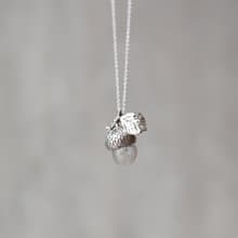 純銀玻璃珠精油橡實橡果項鍊