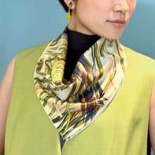 50cm角_silkscarf_Feel the wind (yellow )柄　スカーフChristalART