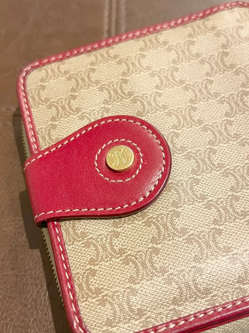 Celine凱旋門啡色紅色零錢散子短錢包 日本中古二手Vintage