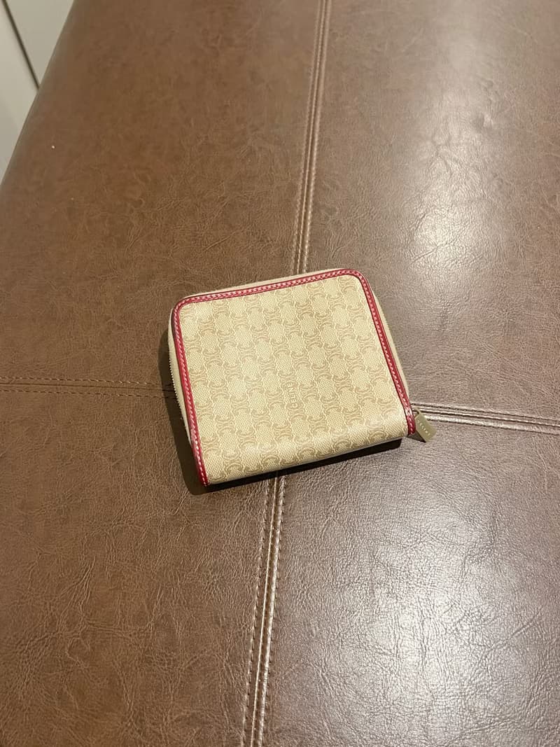 Celine凱旋門啡色紅色零錢散子短錢包 日本中古二手Vintage