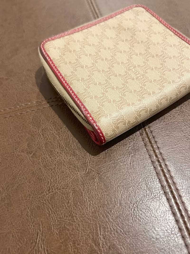 Celine凱旋門啡色紅色零錢散子短錢包 日本中古二手Vintage