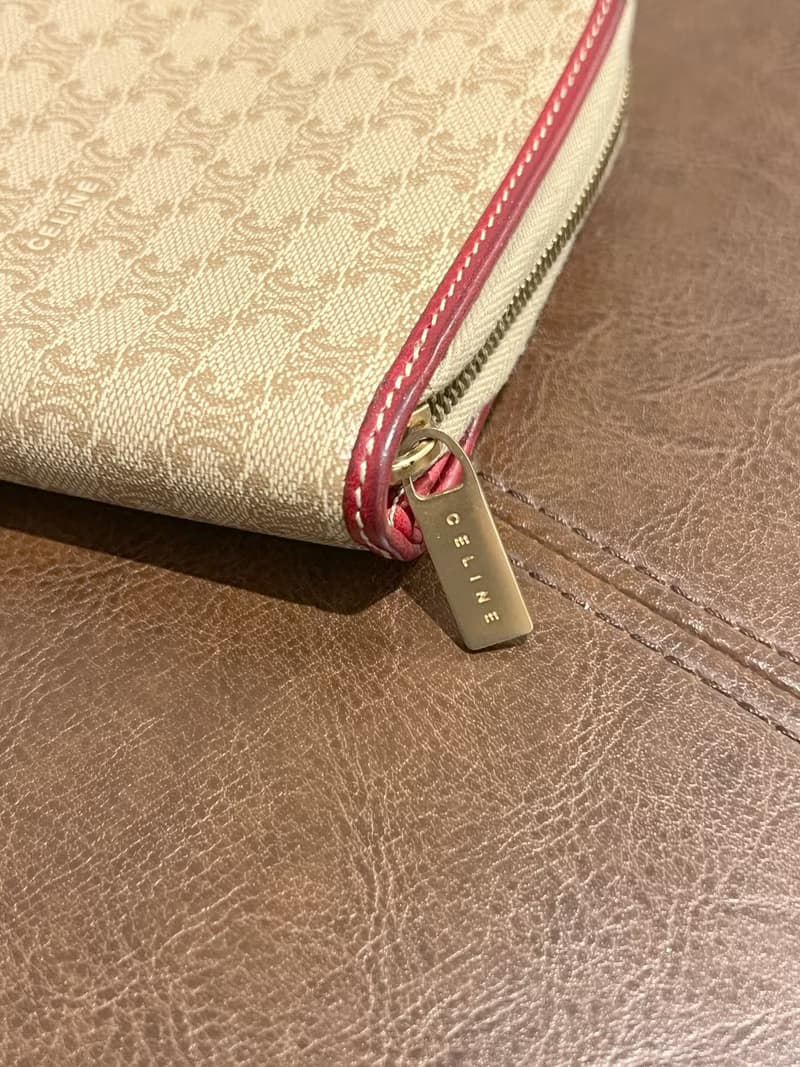 Celine凱旋門啡色紅色零錢散子短錢包 日本中古二手Vintage