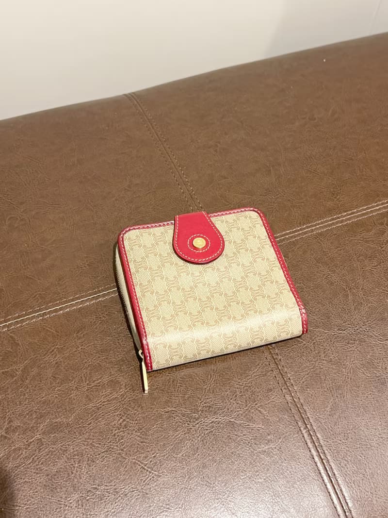 Celine凱旋門啡色紅色零錢散子短錢包 日本中古二手Vintage