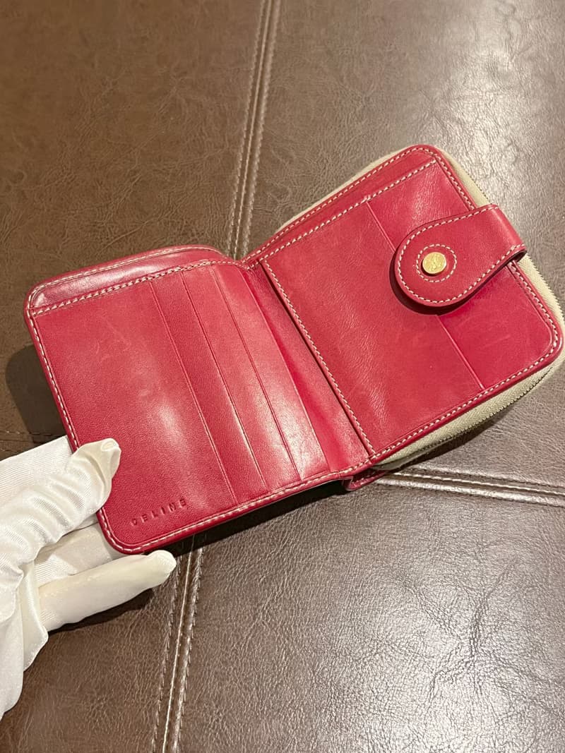 Celine凱旋門啡色紅色零錢散子短錢包 日本中古二手Vintage