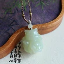 天然冰底晴水和田玉小萌狐吊墜項鏈 萌萌噠九尾狐 招財開運保平安