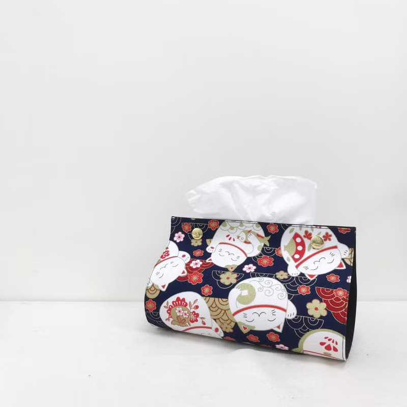 招財貓 / 燙金 日式 招財小物 / 衛生紙套 面紙盒