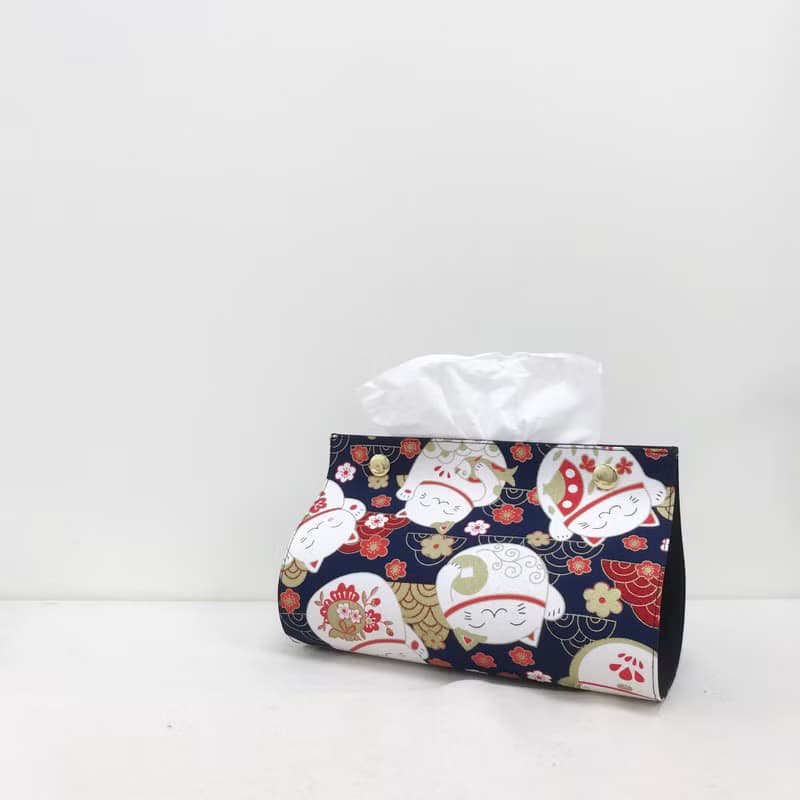 招財貓 / 燙金 日式 招財小物 / 衛生紙套 面紙盒