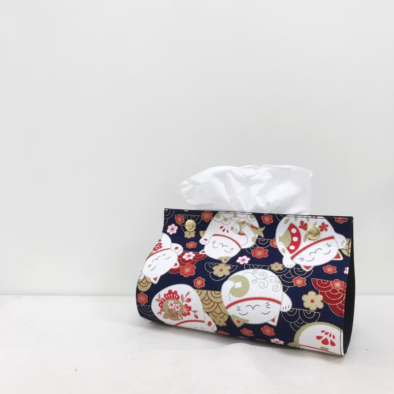 招財貓 / 燙金 日式 招財小物 / 衛生紙套 面紙盒