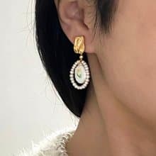 YuanPearl天然巴洛克珍珠手工耳飾鬱金香圖案小眾設計珍珠手作