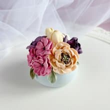 韓式奶油土擠花擴香石/擴香花(藍) 圓形盆栽