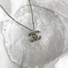 【 日本直送　名牌中古包 】CHANEL シャネル ネックレス シルバー ココマーク ラインストーン vintage ヴィンテージ オールド j5c3bm