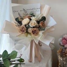 奶油卡布奇諾自然風求婚大花束 永生花束