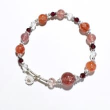 火焰之舞的傳奇-太陽石.草莓晶.石榴石手鍊