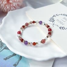 石榴石 紫水晶 草莓晶 薔薇輝 紅銅髮 月光石 14k包金設計手鍊