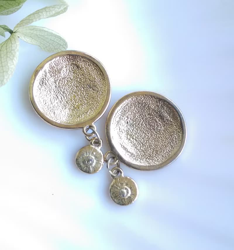 Vintage Jewelry 西洋古董飾品 復古 簡約 紅圈 垂墜 針式耳環