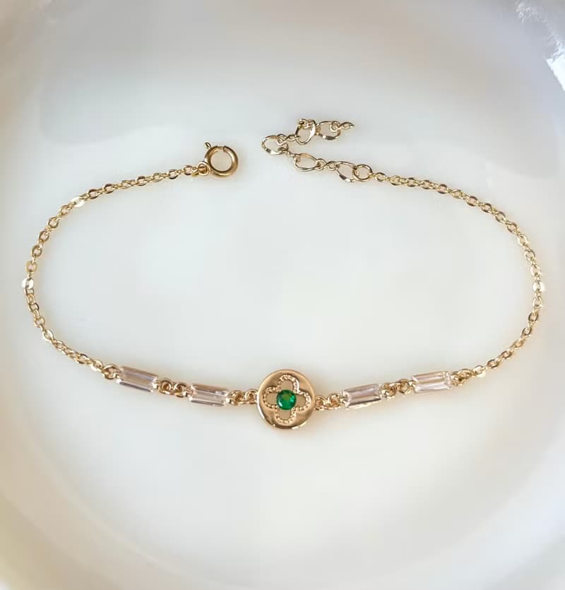 14K包金 綠色幸運草手鍊 手環