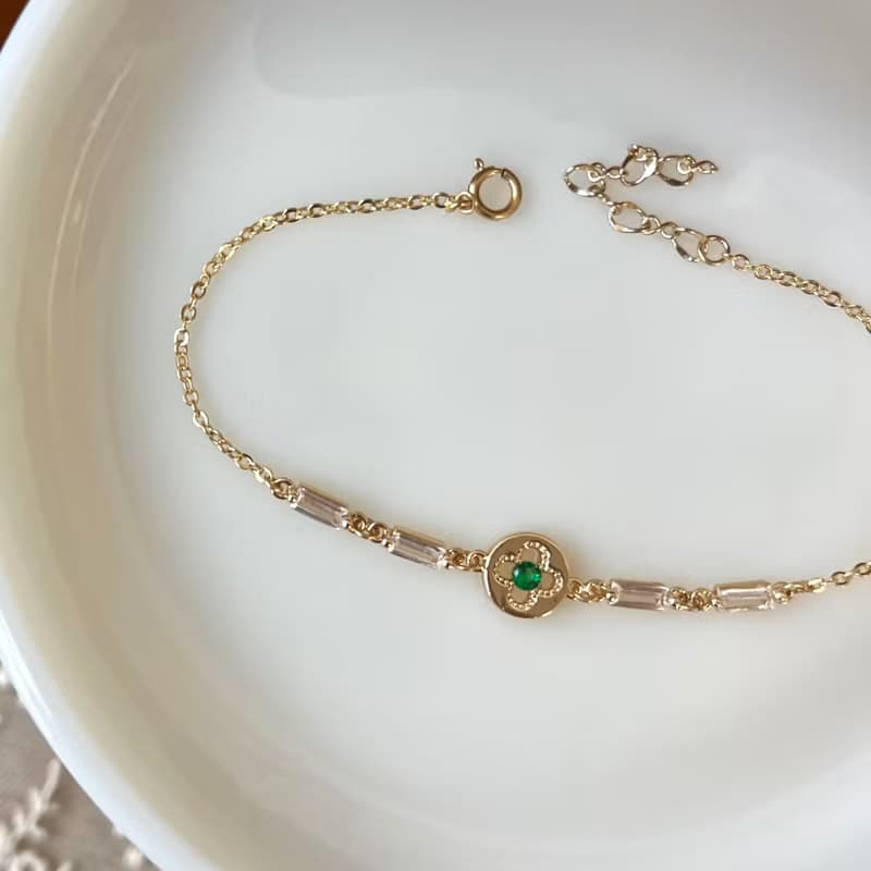 14K包金 綠色幸運草手鍊 手環