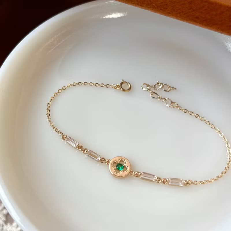 14K包金 綠色幸運草手鍊 手環