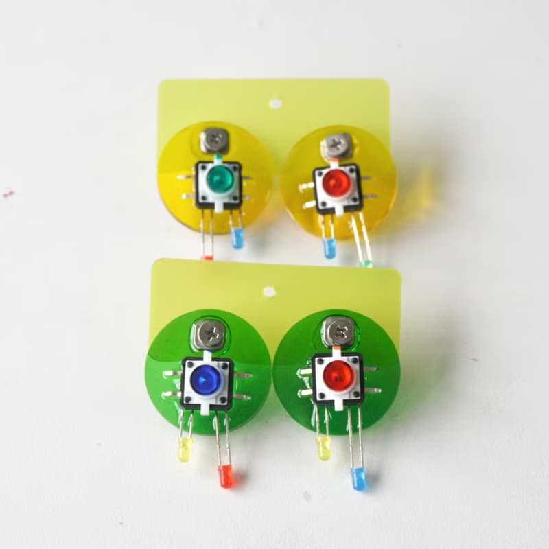 可愛清新彩色幾何圓形電子未來感部隊稱撞色耳飾耳環 送禮