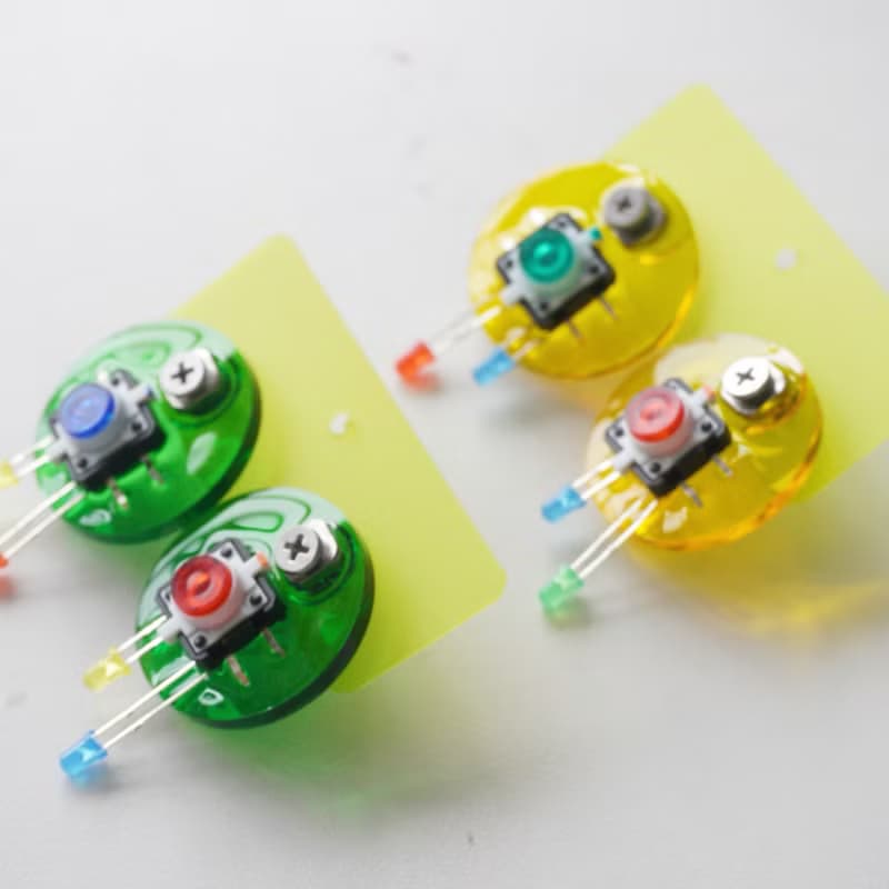 可愛清新彩色幾何圓形電子未來感部隊稱撞色耳飾耳環 送禮