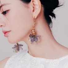 COR-DATE / 黑紫色花語 / 懸浮之花耳環