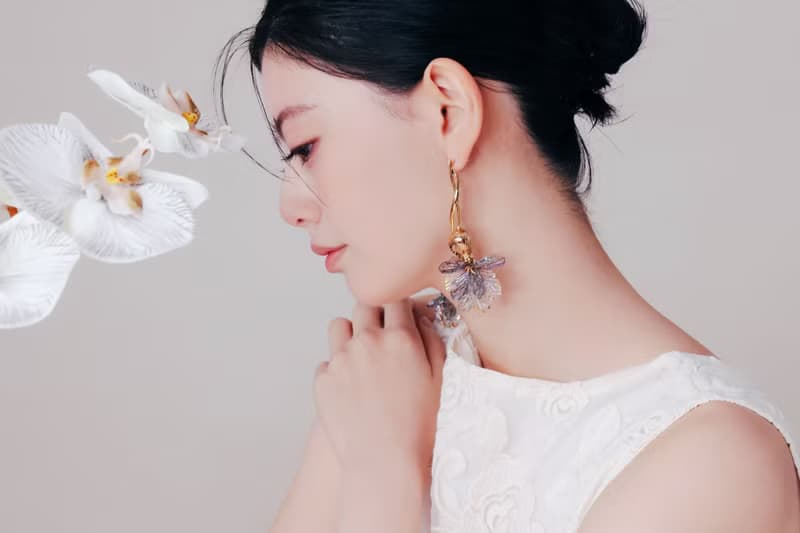 COR-DATE / 黑紫色花語 / 懸浮之花耳環