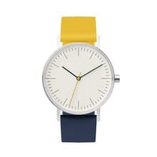 BIJOUONE彼樹灣 B001系列 淡黃表盤 雙拼彩色硅膠表帶 防水手錶