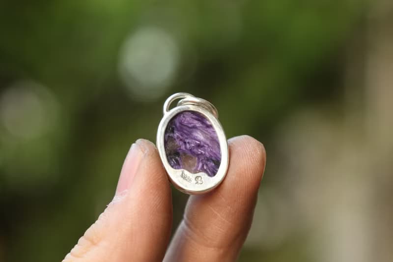 【水晶系列】水墨紋理 紫龍晶 帶光效應 925純銀簡約吊墜