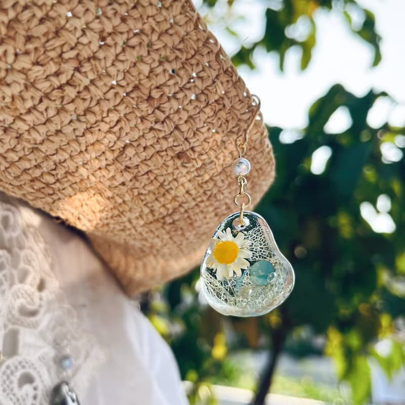 永生花 小小花耳飾 小星花圈 耳環 earring UV 樹脂