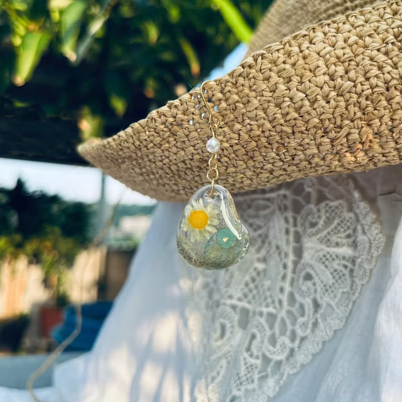 永生花 小小花耳飾 小星花圈 耳環 earring UV 樹脂