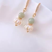 天然玉瓜珠吊坠耳环