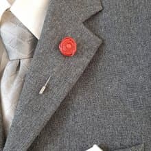 Leather men's lapel pin minimalist rose, Fathers day gift for him Leather bouton