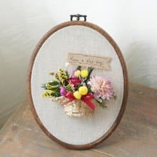 【DIY材料包】鄉村風迷你花籃繡框 / 附簡易說明書電子檔