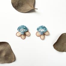 | 茷 | 耳針 | #179 | 手刺繡小藍蘑菇透紗耳環
