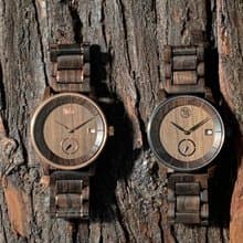 文青薄裝小秒針設計 日曆木製手錶