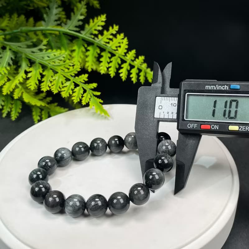 天然鷹眼石手串11mm冰潤顆顆帶眼女單圈清晰靈活幸福快樂智慧療愈