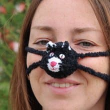 Nose warmer black cat face mask. Gifts for cat lovers.