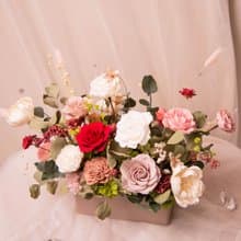 【女士】 永生花 乾燥花開幕盆栽 新居賀禮 / 升遷 典雅桌花 盆花