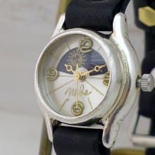 L.S.S.-S&M  Lady's22mm Silver925 Sun&Moon 手作り腕時計 (362SV-S&M SV/BK)