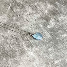 |寶石項鍊系列| 海藍寶原石吊墜(S925純銀x項鍊x鎖骨鍊)